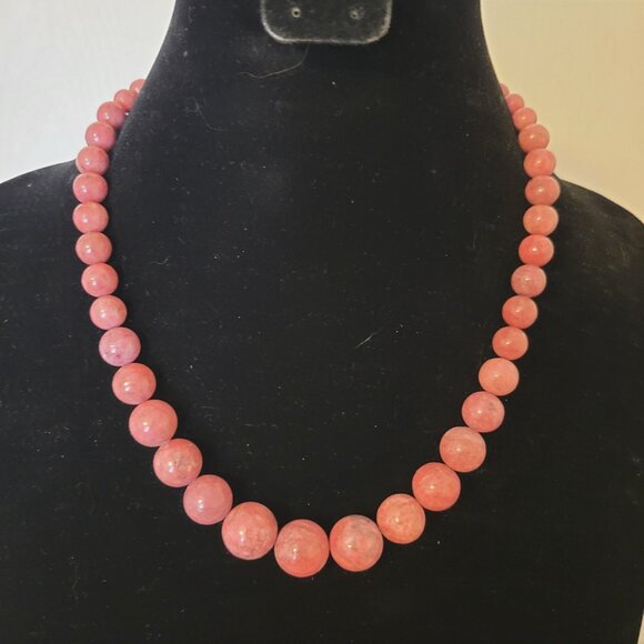 Jay King Mine Finds Pink Rhodonite Graduated Bead Necklace (707-630) EUC - Picture 1 of 5